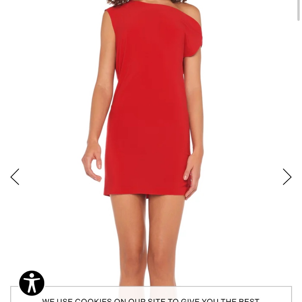 Norma Kamali Vibrant Red One-Shoulder Mini Dress-NWT--SMALL